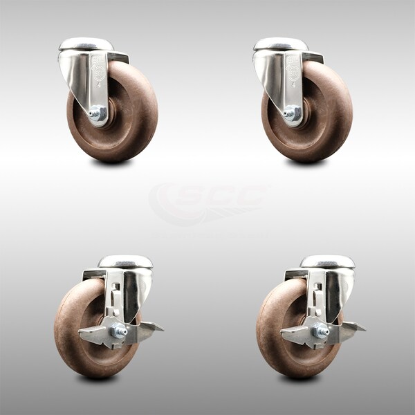 Service Caster 4 Inch 316SS High Temp Glass Filled Nylon Swivel Bolt Hole Caster Brakes, 2PK SCC-SS316BH20S414-GFNSHT-2-TLB-2 - main